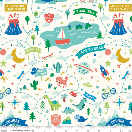 Brave Your Way Adventure Awaits Cloud Quilt Fabric by Cayla Naylor