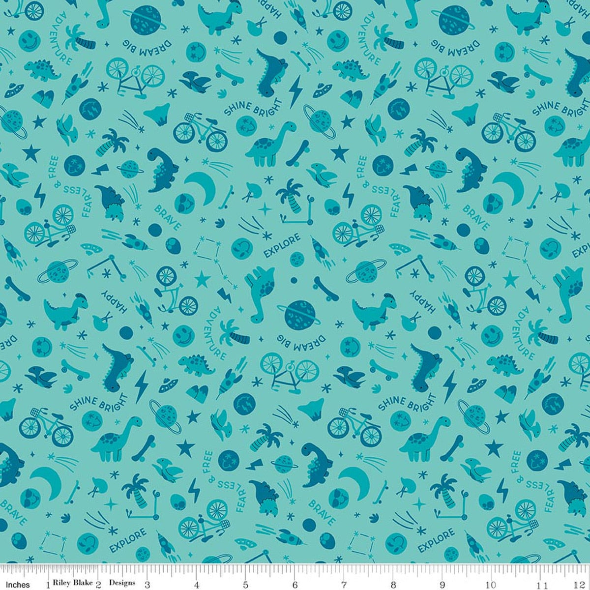 Brave Your Way Wild and Free Lagoon Quilt Fabric by Cayla Naylor