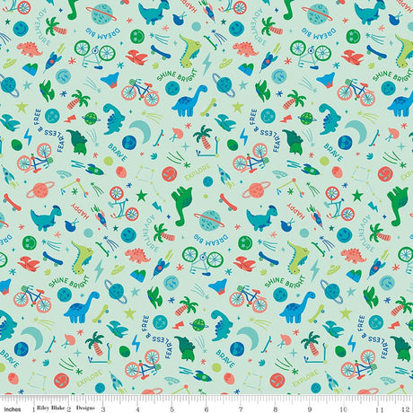 Brave Your Way Wild and Free Mint Quilt Fabric by Cayla Naylor
