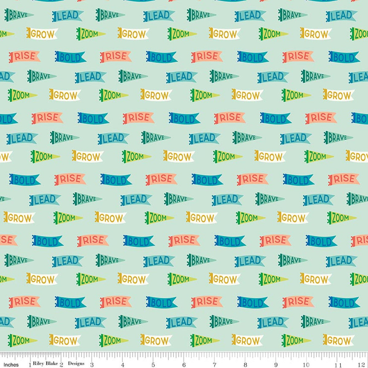Brave Your Way Brave Banners Mint Quilt Fabric by Cayla Naylor