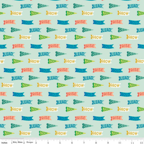 Brave Your Way Brave Banners Mint Quilt Fabric by Cayla Naylor