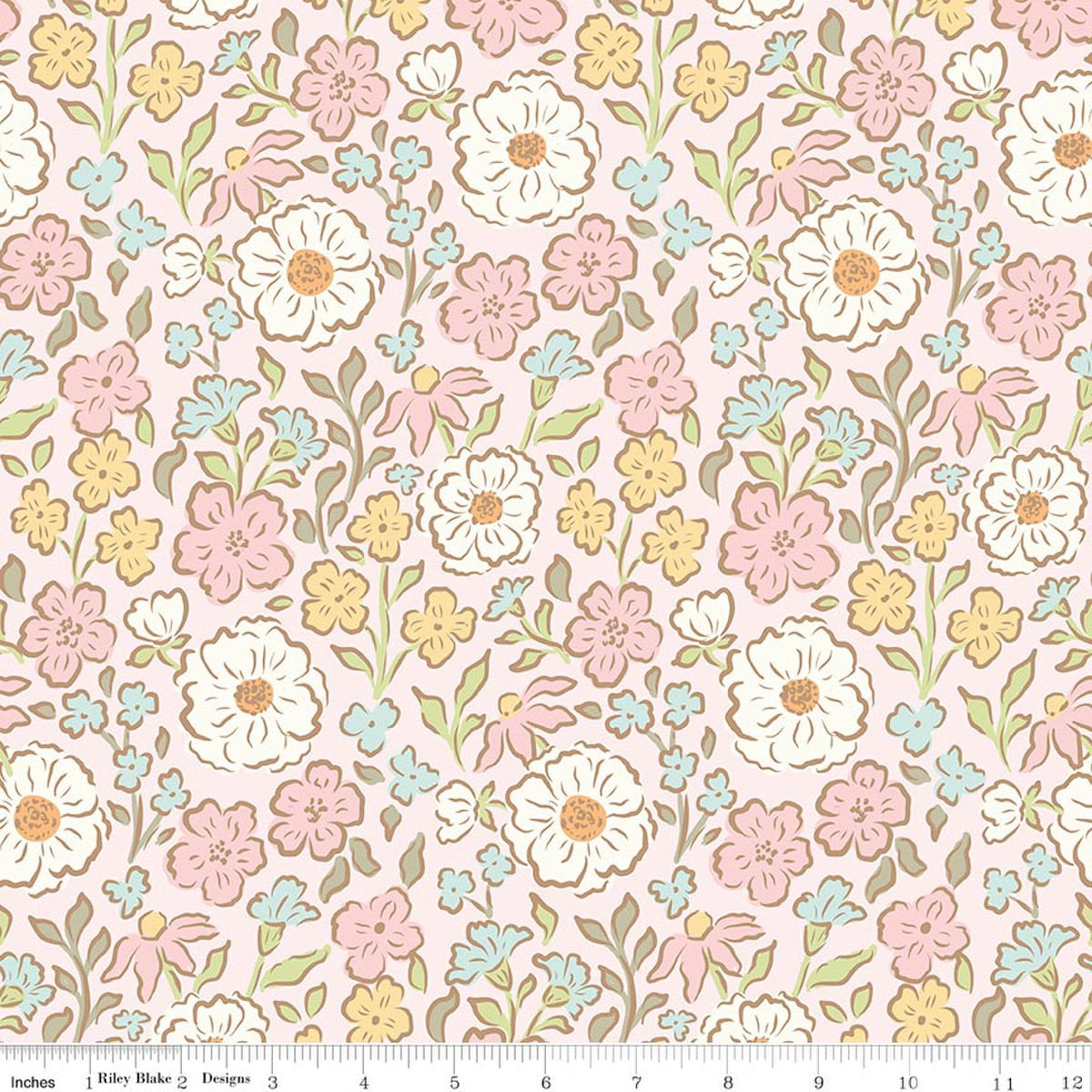 Little Posies Main Pink Quilt Fabric by Cayla Naylor