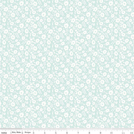 Little Posies Floral Aqua Quilt Fabric by Cayla Naylor
