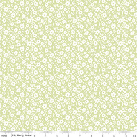 Little Posies Floral Green Quilt Fabric by Cayla Naylor