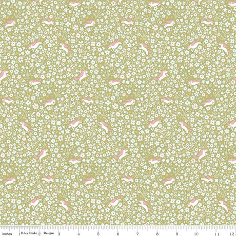 Little Posies Unicorns Green Quilt Fabric by Cayla Naylor