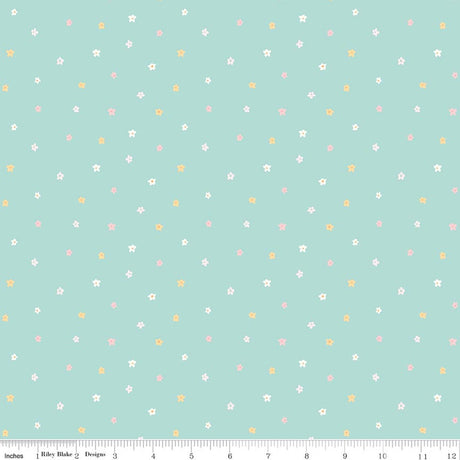 Little Posies Ditsy Teal Quilt Fabric by Cayla Naylor