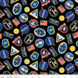 Reach for the Stars with NASA Patches Black Quilt Fabric - Riley Blake Designs - Riley Cloward