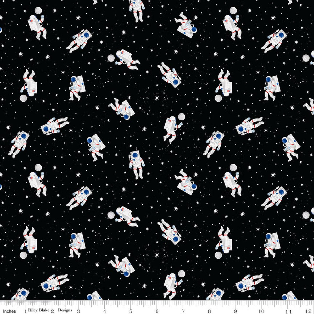 Reach for the Stars with NASA Astronauts Black Quilt Fabric by Riley Cloward