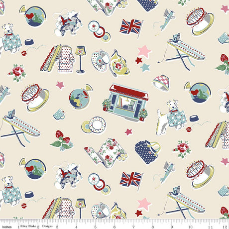 Cath Kidston® Signature Collection Icons Cream Quilt Fabric by Cath Kidston