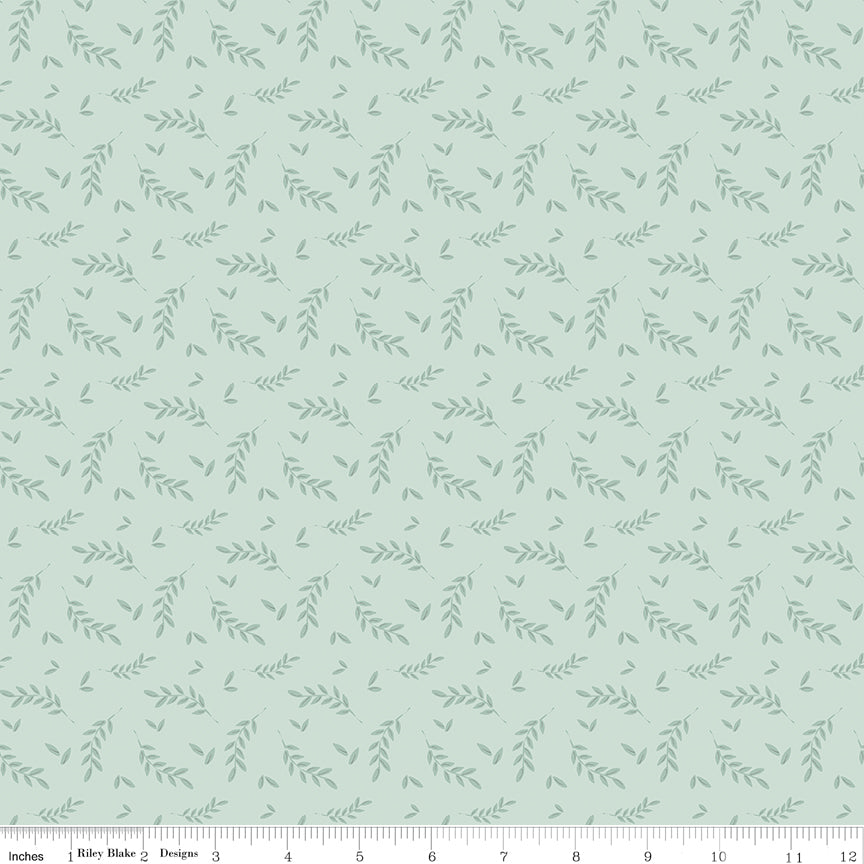 Bees and Blossoms Foliage Mist Quilt Fabric by Lindsey Weight