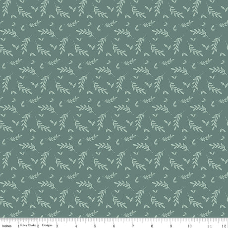 Bees and Blossoms Foliage Teal Quilt Fabric by Lindsey Weight