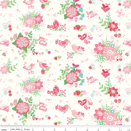 Bloom & Heart Main Off White Quilt Fabric by Cherry Guidry of Cherry Blossoms 
