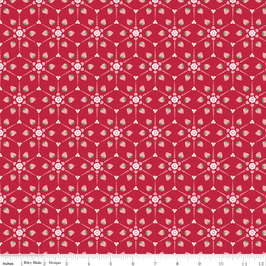 Bloom & Heart Berry Pop Strawberry Quilt Fabric by Cherry Guidry of Cherry Blossoms 