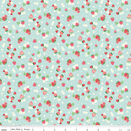 Bloom & Heart Berry Patch Aqua Quilt Fabric by Cherry Guidry of Cherry Blossoms 
