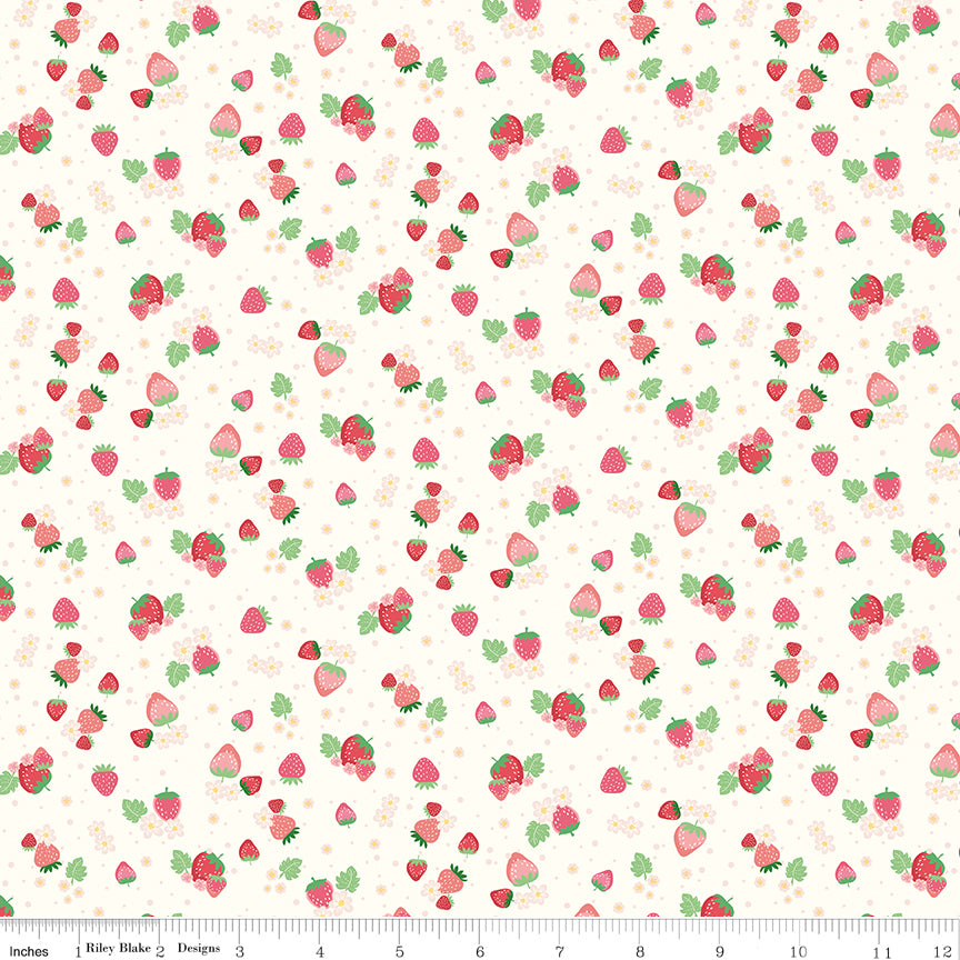 Bloom & Heart Berry Patch Off White Quilt Fabric by Cherry Guidry of Cherry Blossoms 