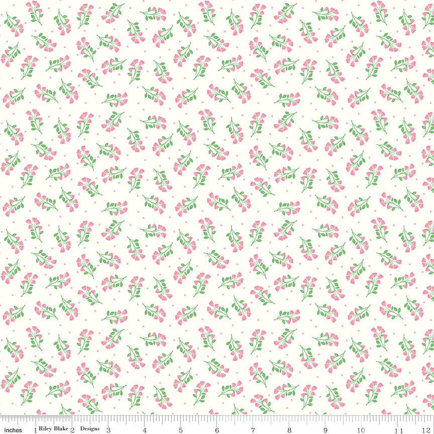 Bloom & Heart Bloomlet Off White Quilt Fabric by Cherry Guidry of Cherry Blossoms 