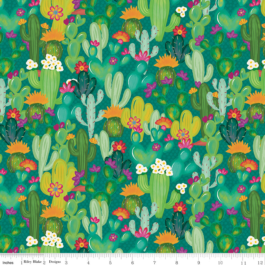 Cacti & Charm Main Teal Quilt Fabric by Cacti & Charm — Kathy Cano-Murillo