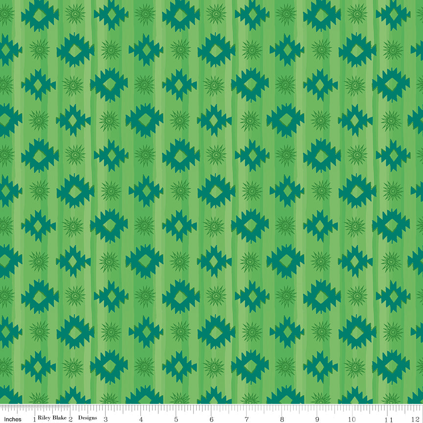 Cacti & Charm Geometric Green Quilt Fabric by Cacti & Charm — Kathy Cano-Murillo