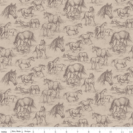 Horseshoe Creek Horses Light Beach Quilt Fabric by Horseshoe Creek — RBD