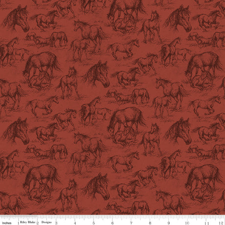 Horseshoe Creek Horses Terracotta Quilt Fabric by Horseshoe Creek — RBD