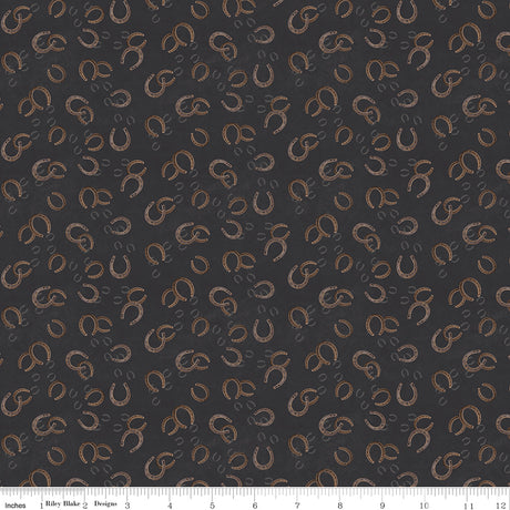 Horseshoe Creek Horseshoes Charcoal Quilt Fabric by Horseshoe Creek — RBD
