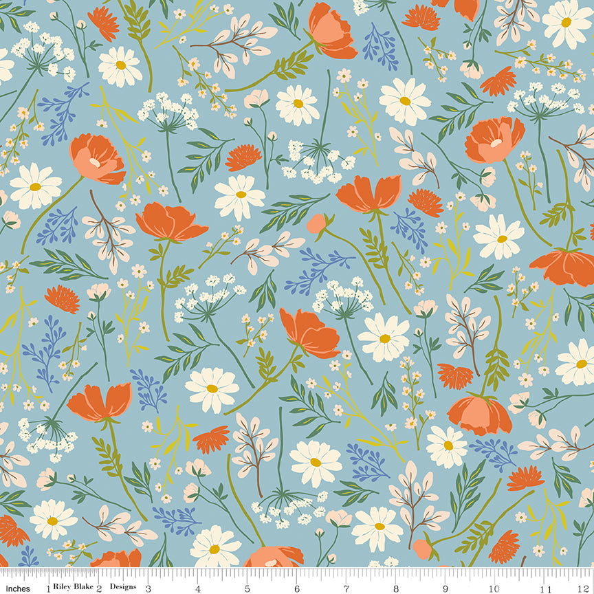 Luna Field Main Blue Quilt Fabric by Luna Field — Katherine Lenius