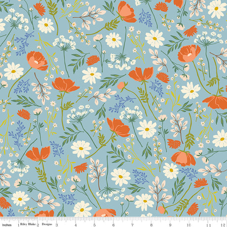 Luna Field Main Blue Quilt Fabric by Luna Field — Katherine Lenius