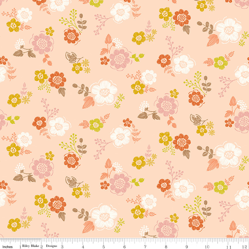 Luna Field Embroidery Blush Quilt Fabric by Luna Field — Katherine Lenius
