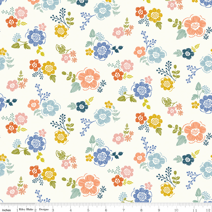 Luna Field Embroidery Cloud Quilt Fabric by Luna Field — Katherine Lenius