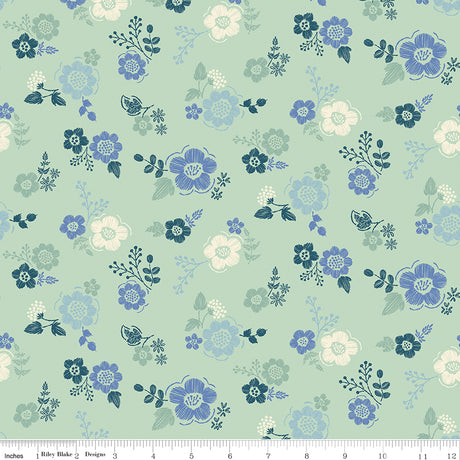 Luna Field Embroidery Mint Quilt Fabric by Luna Field — Katherine Lenius
