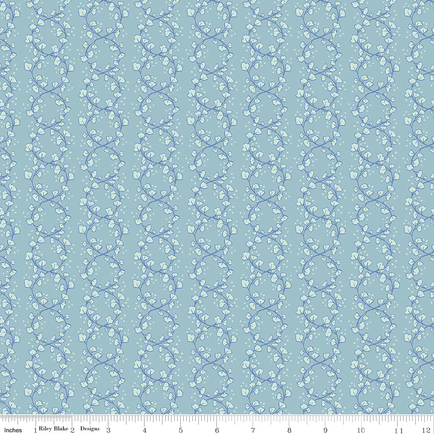Luna Field Floral Crowns Blue Quilt Fabric by Luna Field — Katherine Lenius