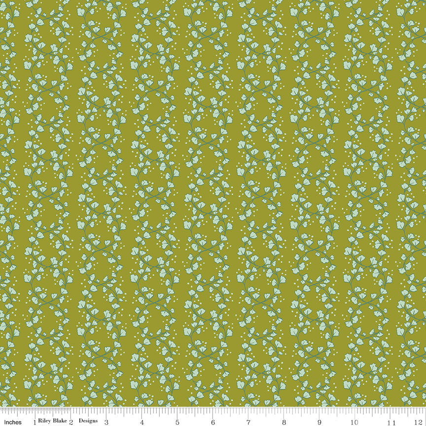 Luna Field Floral Crowns Olive Quilt Fabric by Luna Field — Katherine Lenius