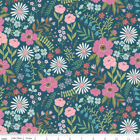 Mountain Jamboree Main Blue Quilt Fabric by Genesis Hall 