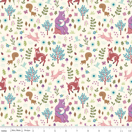 Mountain Jamboree Critters Cream Quilt Fabric by Genesis Hall 
