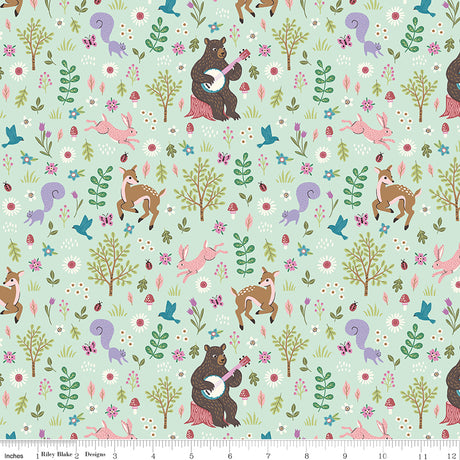 Mountain Jamboree Critters Mint Quilt Fabric by Genesis Hall 