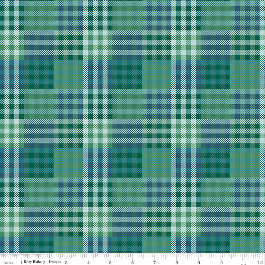 Mountain Jamboree Plaid Green Quilt Fabric by Genesis Hall 