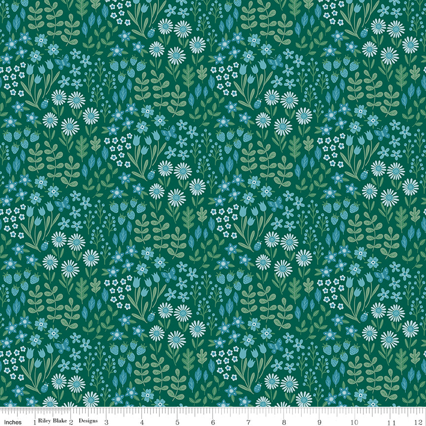 Mountain Jamboree Floral Green Quilt Fabric by Genesis Hall 