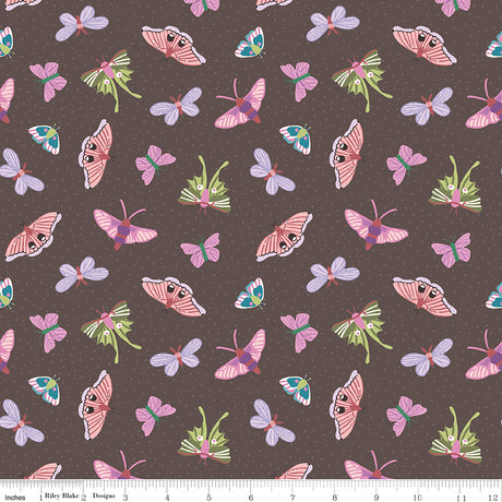 Mountain Jamboree Moths Brown Quilt Fabric by Genesis Hall 