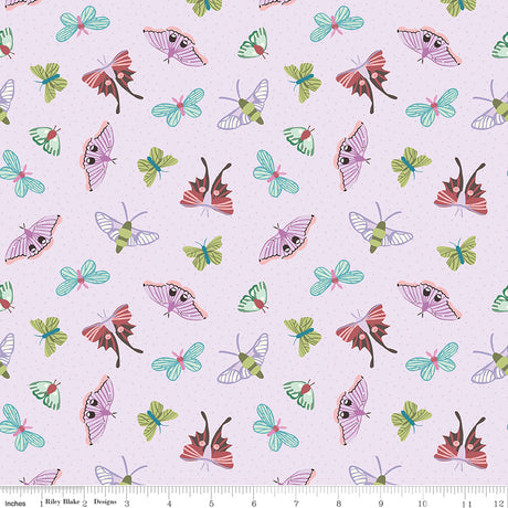 Mountain Jamboree Moths Lavender Quilt Fabric by Genesis Hall 