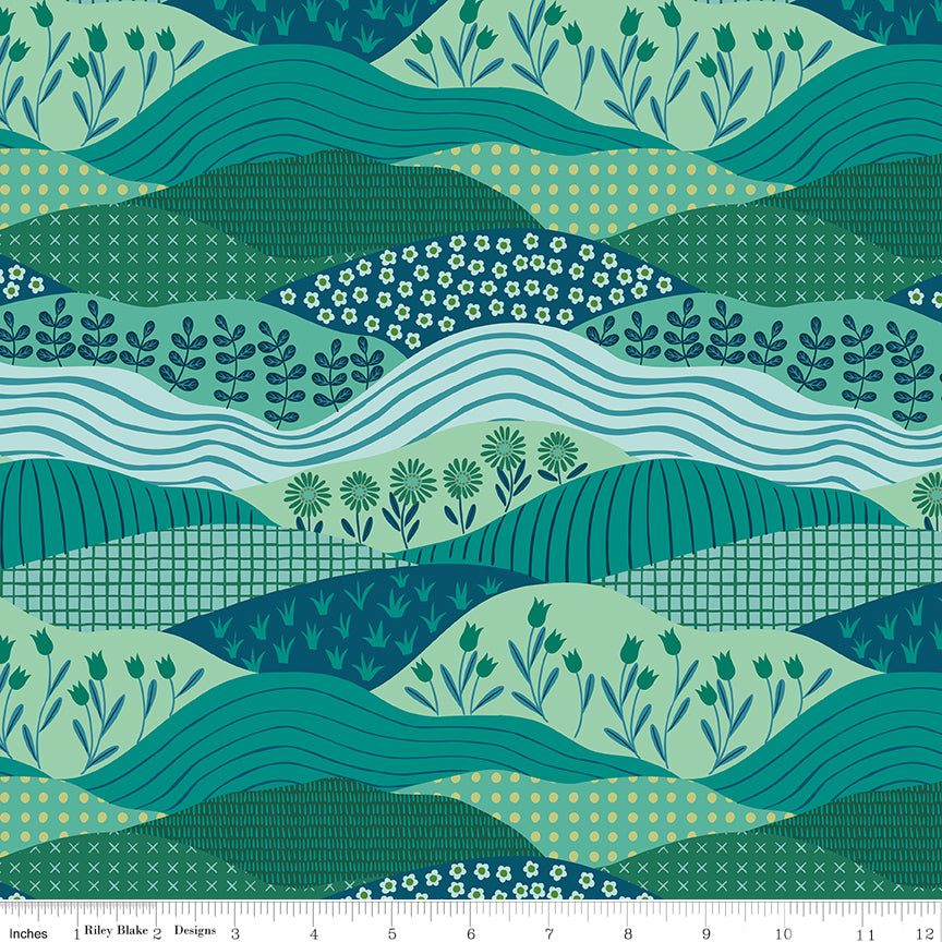 Mountain Jamboree Hills Green Quilt Fabric by Genesis Hall 