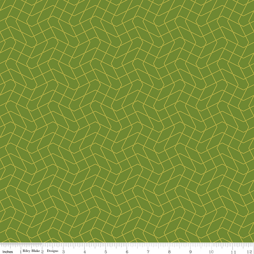 Quilt in Color Wavy Grid Lime Quilt Fabric by Christa Watson 
