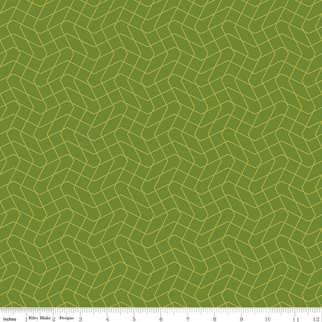 Quilt in Color Wavy Grid Lime Quilt Fabric by Christa Watson 