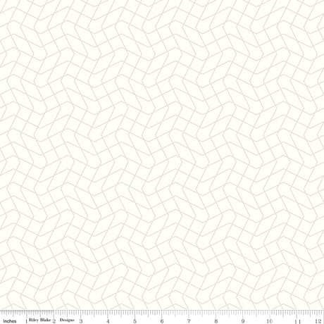 Quilt in Color Wavy Grid White Gray Quilt Fabric by Christa Watson 
