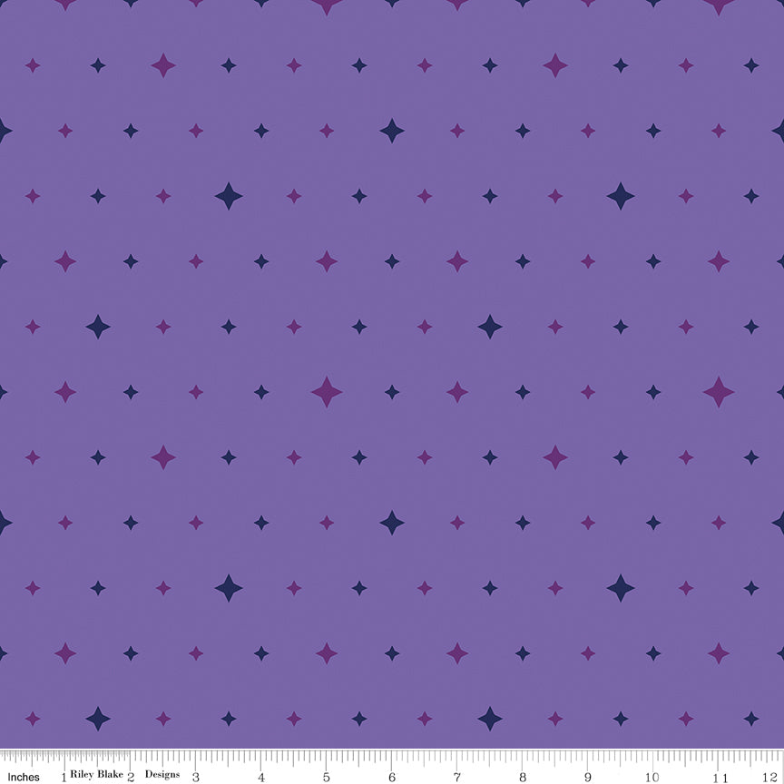 Quilt in Color Twinkle Stars Purple Quilt Fabric by Christa Watson 