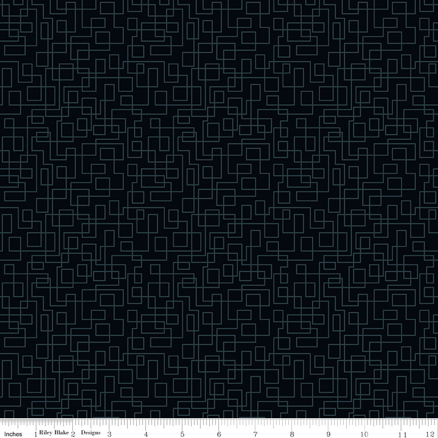 Quilt in Color Boxes Black Quilt Fabric by Christa Watson 