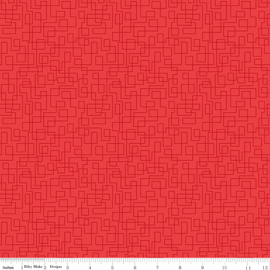 Quilt in Color Boxes Coral Quilt Fabric by Christa Watson 