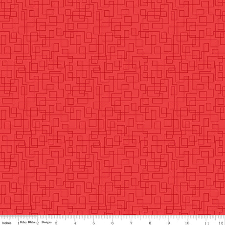 Quilt in Color Boxes Coral Quilt Fabric by Christa Watson 