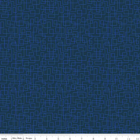 Quilt in Color Boxes Navy Quilt Fabric by Christa Watson 