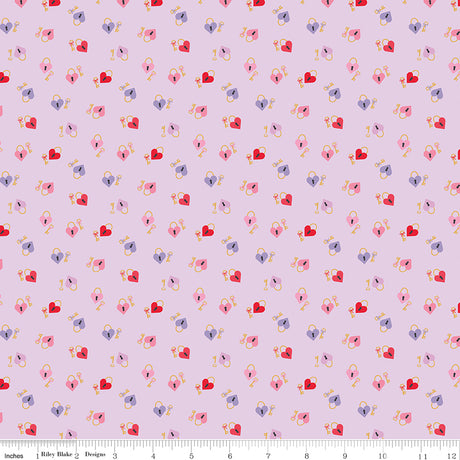 Sweet on You Keys to My Heart Lavender Quilt Fabric by Christopher Thompson of The Tattooed 