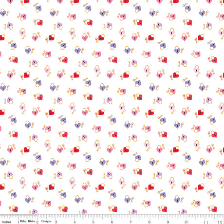 Sweet on You Keys to My Heart White Quilt Fabric by Christopher Thompson of The Tattooed 